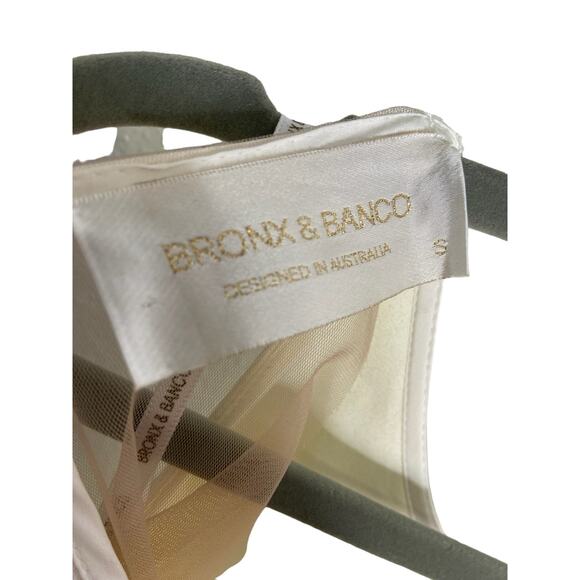 Bronx & Banco Paros Gown Silk Ruffle Hem Pearl Embellishments Bridal White Small - Picture 13 of 14